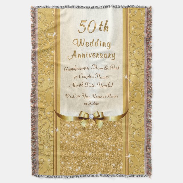 Personalized 50th Wedding Anniversary Blanket (Front Vertical)