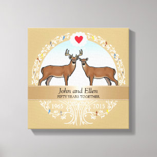 Personalized 50th Wedding Anniversary, Buck & Doe Canvas Print