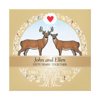 Personalized 50th Wedding Anniversary, Buck & Doe Canvas Print