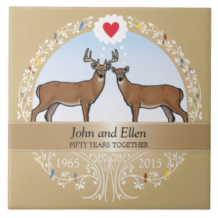 Personalized 50th Wedding Anniversary, Buck & Doe Ceramic Tile