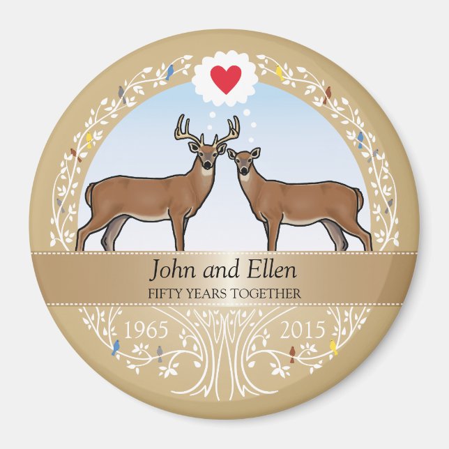Personalized 50th Wedding Anniversary, Buck & Doe Magnet (Front)