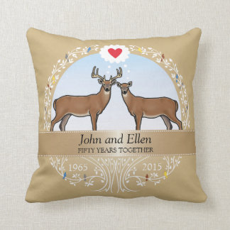 Personalized 50th Wedding Anniversary, Buck & Doe Throw Pillow