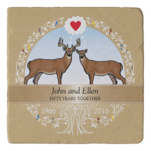 Personalized 50th Wedding Anniversary, Buck & Doe Trivet
