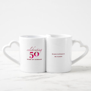 Personalized 50th Wedding Anniversary Couples Gift Coffee Mug Set