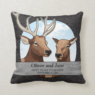 Personalized 50th Wedding Anniversary, Elk Throw Pillow