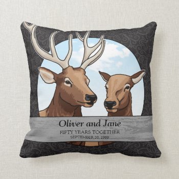 Personalized 50th Wedding Anniversary  Elk Throw Pillow by DuchessOfWeedlawn at Zazzle