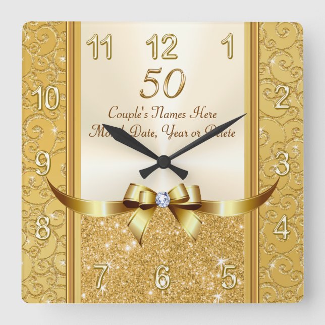 Personalized 50th Wedding Anniversary Gifts, Clock (Front)