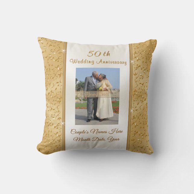Personalized 50th Wedding Anniversary Gifts, PHOTO Throw Pillow (Front)