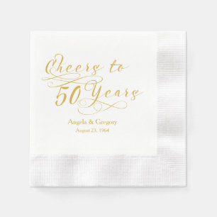 Personalized 50th Wedding Anniversary Gold Cheers Paper Napkins