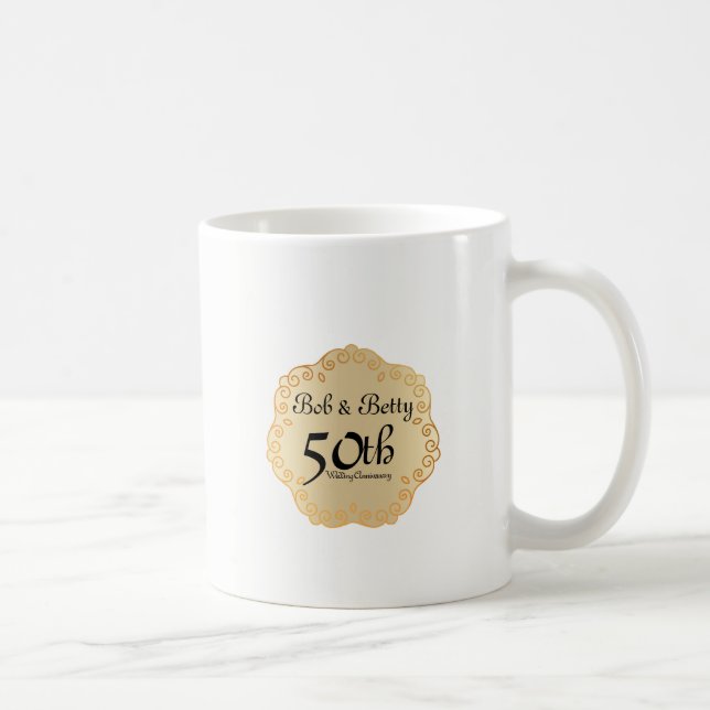 Personalized 50th Wedding Anniversary Gold Coffee Mug (Right)