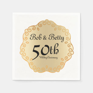 Personalized 50th Wedding Anniversary Gold Paper Napkins