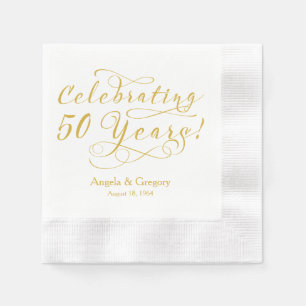 Personalized 50th Wedding Anniversary Gold White Paper Napkins