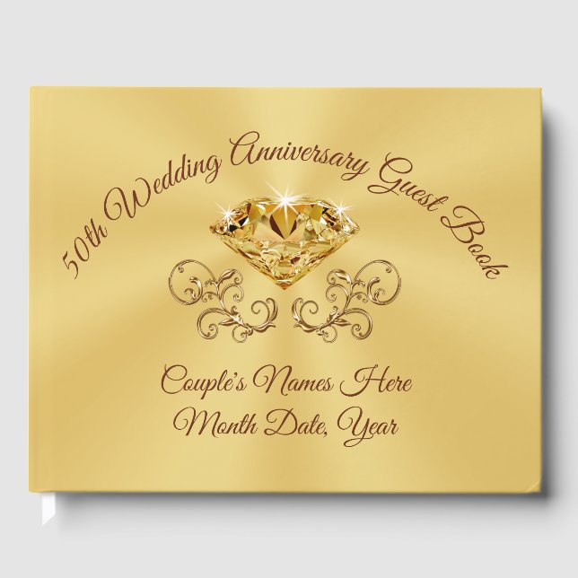 Personalized 50th Wedding Anniversary Guest Book (Front)