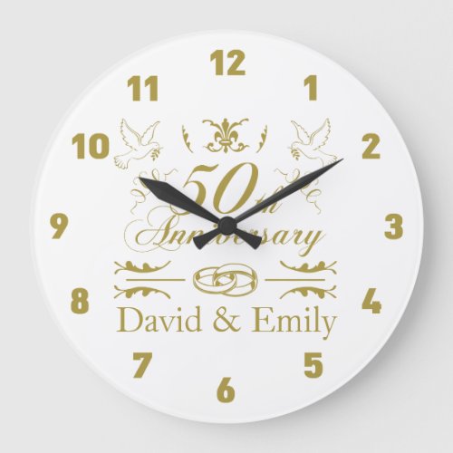 Personalized 50th Wedding Anniversary Large Clock