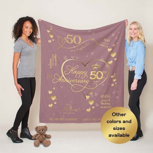 Personalized 50th Wedding Anniversary Milestone  F Fleece Blanket