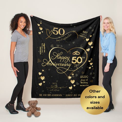 Personalized 50th Wedding Anniversary Milestone Fl Fleece Blanket