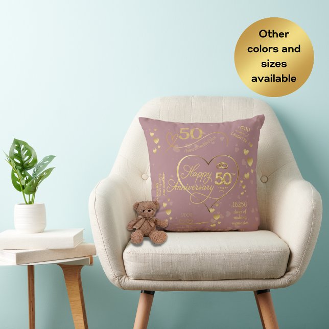 Personalized 50th Wedding Anniversary Milestone Throw Pillow (Creator Uploaded)