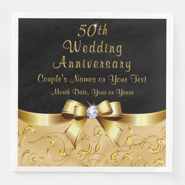 Personalized 50th Wedding Anniversary Napkins (Front)