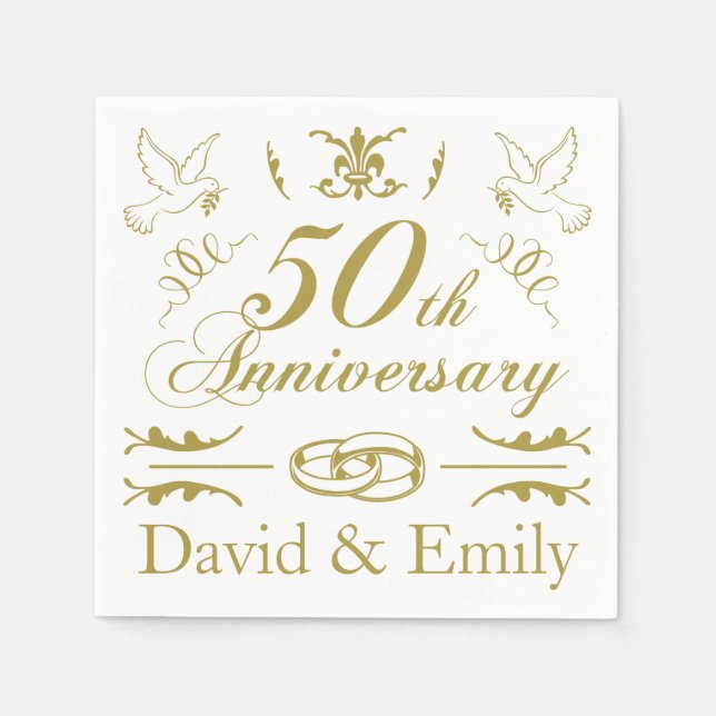 Personalized 50th Wedding Anniversary Napkins (Front)