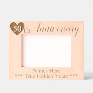 Personalized 50th Wedding Anniversary with Heart Engraved Frames