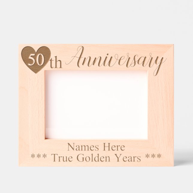 Personalized 50th Wedding Anniversary with Heart Engraved Frames (Front)