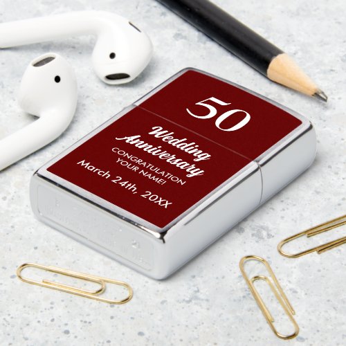 Personalized 50th Years Birthday Party Greeting Zippo Lighter