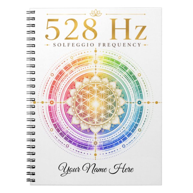 Personalized 528 Hz Solfeggio Frequency Notebook  (Front)