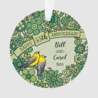 Personalized 55th Anniversary Emerald Floral Birds