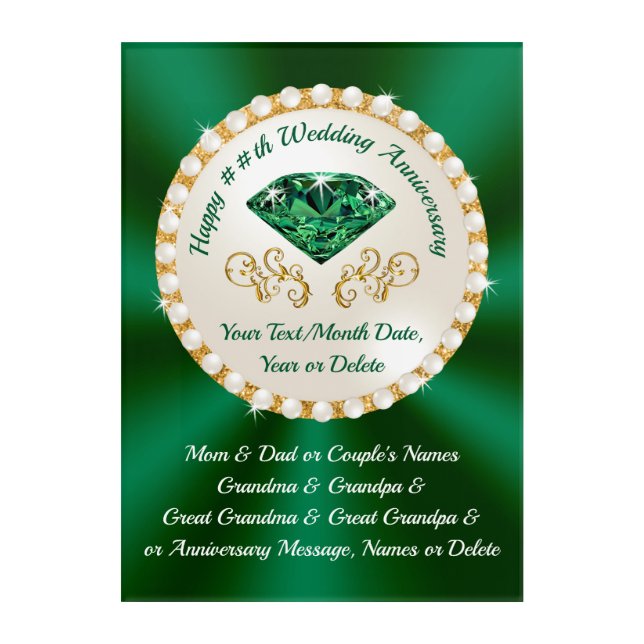 Personalized, 55th Anniversary Gift for Parents Acrylic Print (Front)