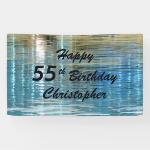 Personalized 55th Birthday Sign Reflection in Lake