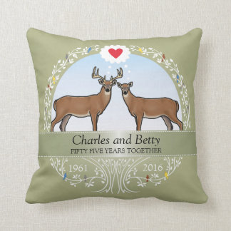 Personalized 55th Wedding Anniversary, Buck & Doe Throw Pillow