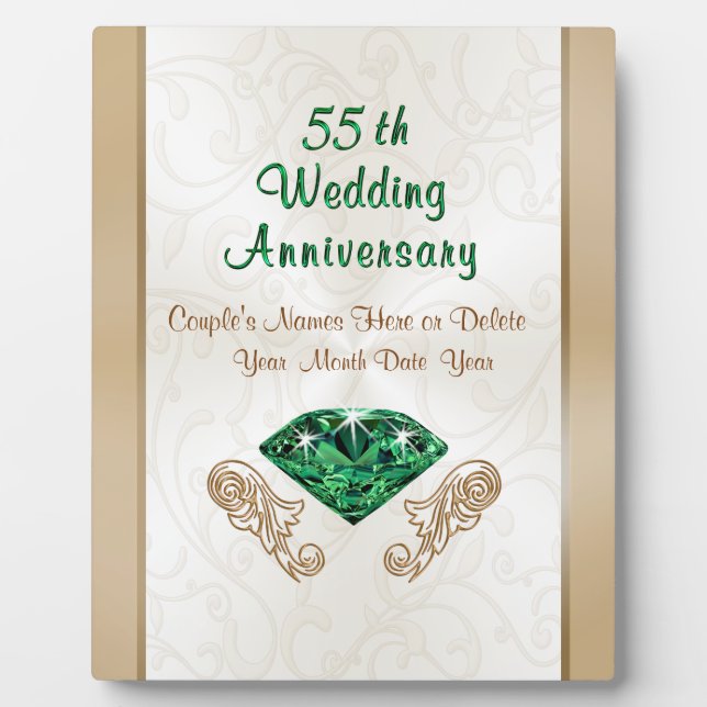 Personalized 55th Wedding Anniversary Gift Ideas Plaque (Front)