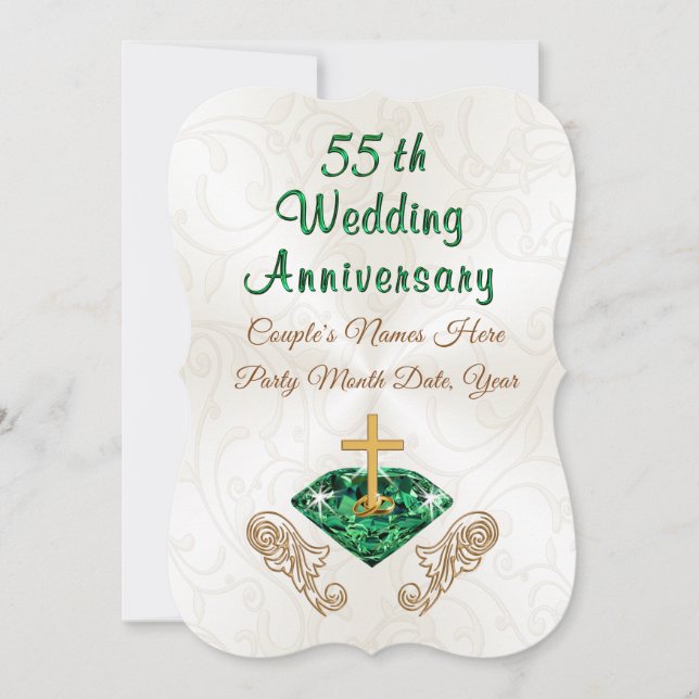 Personalized 55th Wedding Anniversary Invitations (Front)