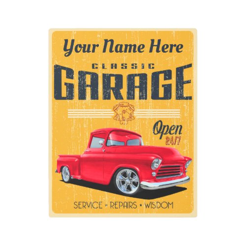 Personalized 56 Chevy Garage Metal Print