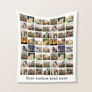 Personalized 56 Photo Collage Fleece Blanket