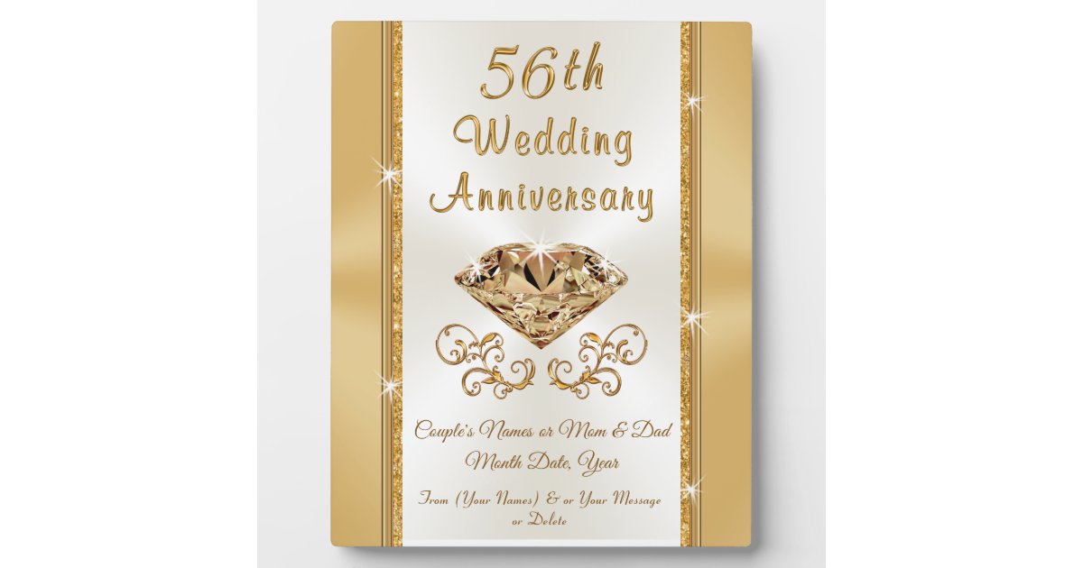Personalized 56th Wedding Anniversary Gift Ideas Plaque | Zazzle.com