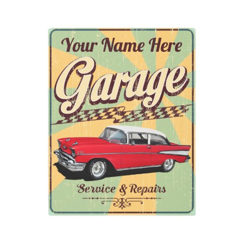 Personalized 57 Chevy Garage Metal Print