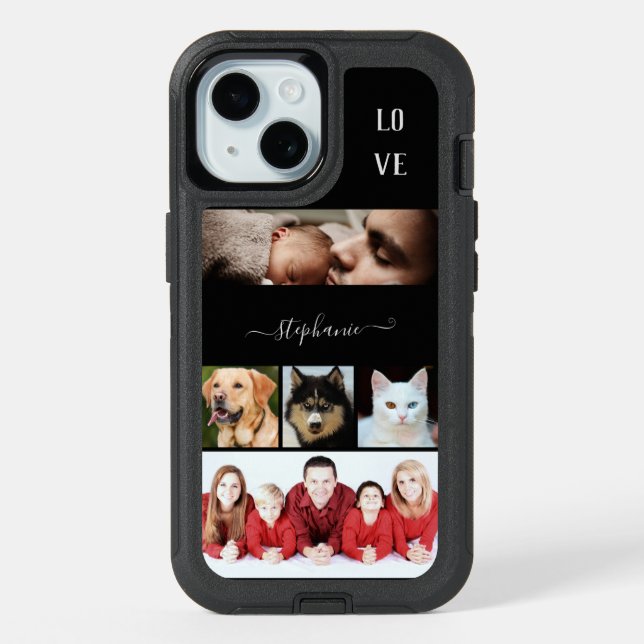 Personalized 5 Family Photo Collage   iPhone 15 Case (Back)