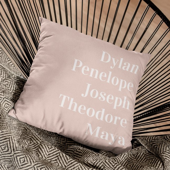Personalized 5 Name Family Keepsake Throw Pillow (Creator Uploaded)