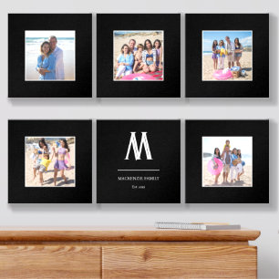 Personalized 5 Photo and Monogram Family Collage Foam Core Photo Tile