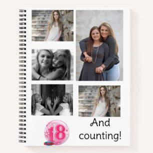 Personalized 5 Photo collage 18th Birthday Notebook