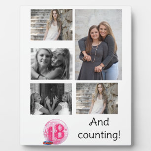 Personalized 5 Photo collage   18th Birthday Plaque