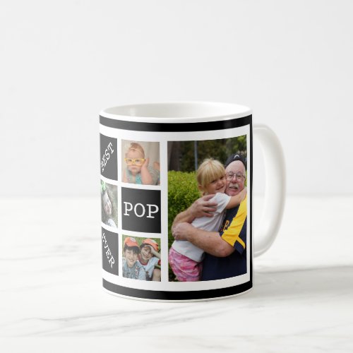 Personalized  5 Photo Collage Best Pop Ever Black Coffee Mug