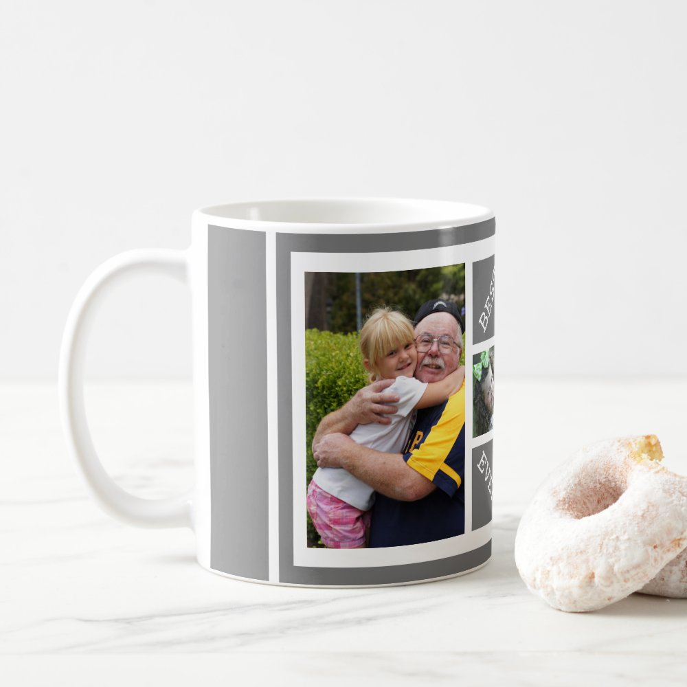 Personalized Photo Collage Best Pop Ever Gray Coffee Mug