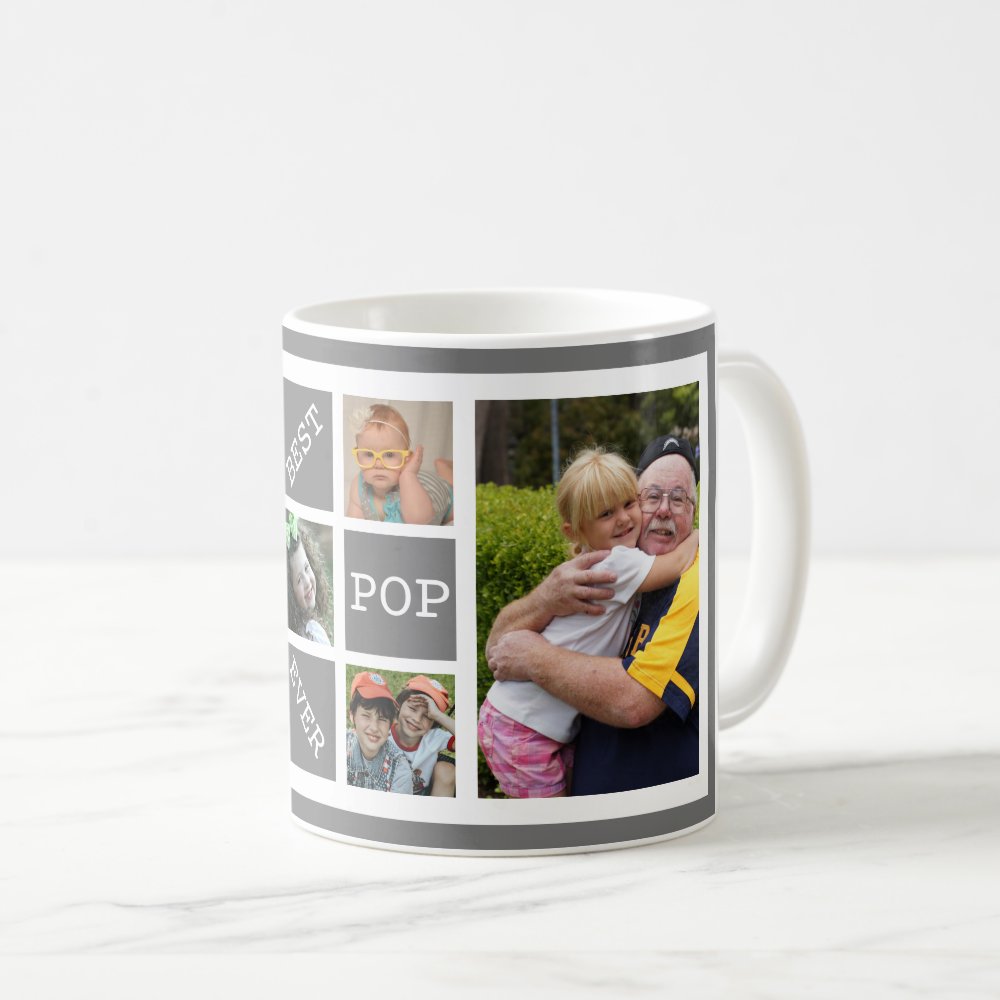 Personalized Photo Collage Best Pop Ever Gray Coffee Mug