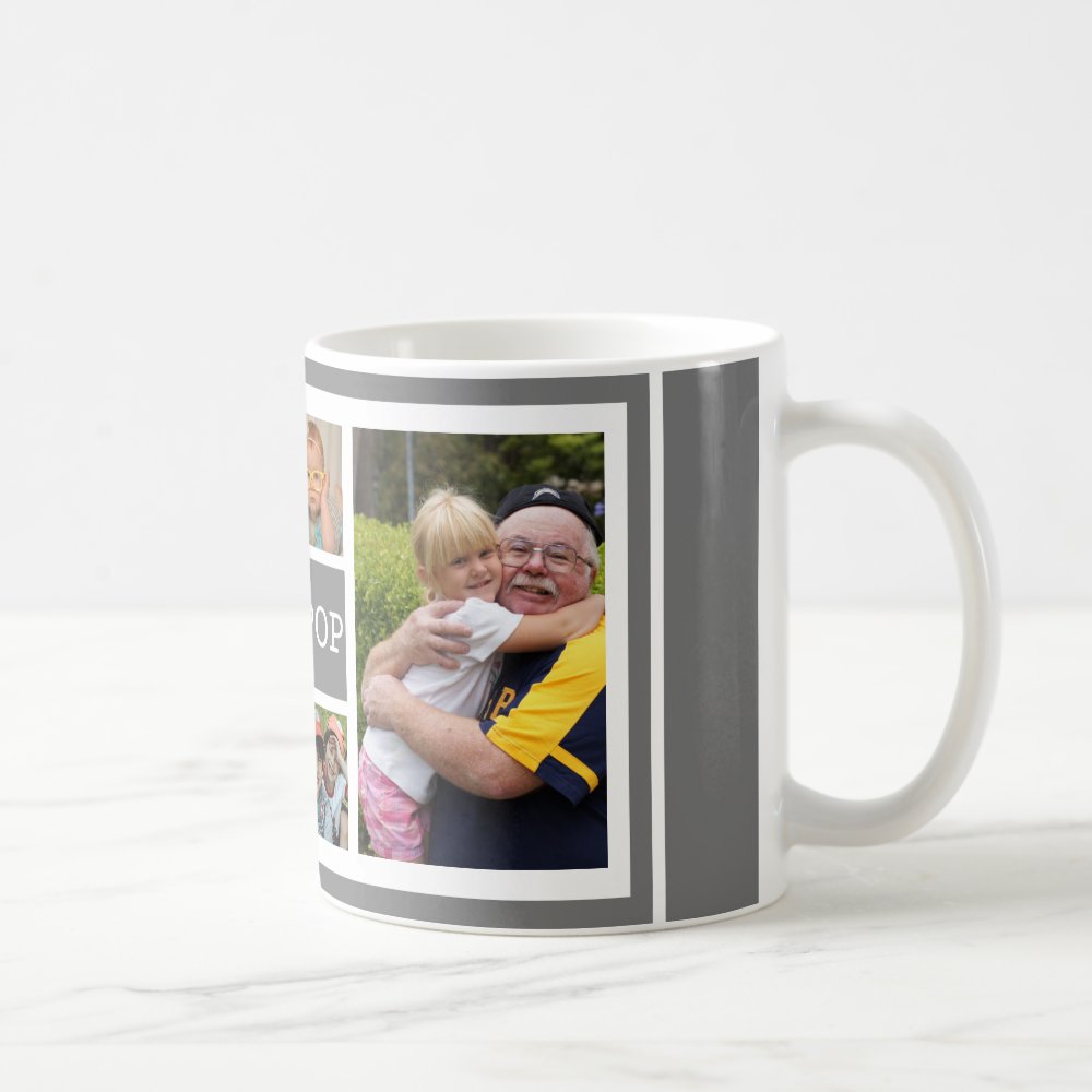 Personalized Photo Collage Best Pop Ever Gray Coffee Mug