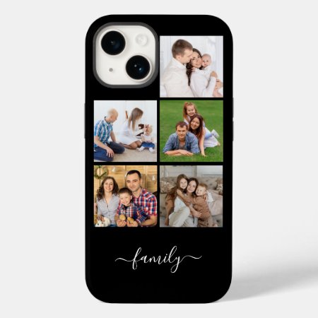 Personalized 5 Photo Collage Family, Custom Text  Case-mate Iphone 14 