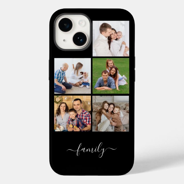 Personalized 5 Photo Collage family, Custom text  Case-Mate iPhone Case (Back)