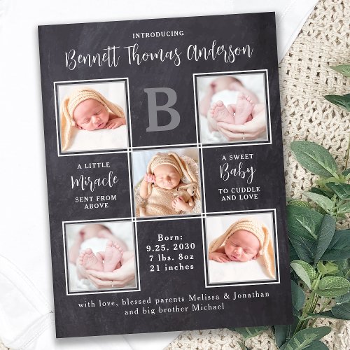 Personalized 5 Photo Collage Newborn Baby Birth Announcement Postcard