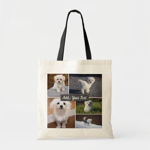 Personalized 5 Photo Collage Tote Bag